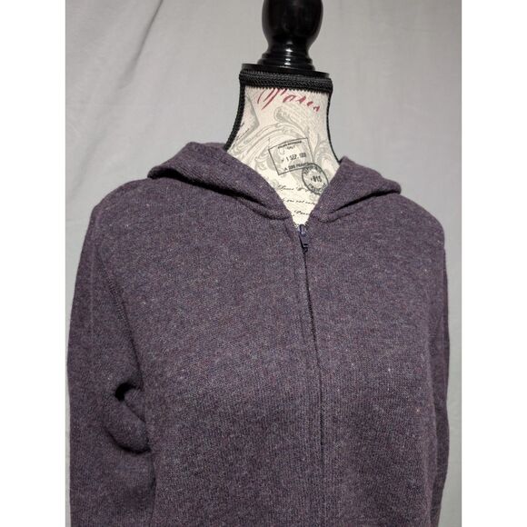 Express Tricot Women's Purple Wool Vintage Full‎ Zip Hoodie Knit Jacket Large - Picture 2 of 6